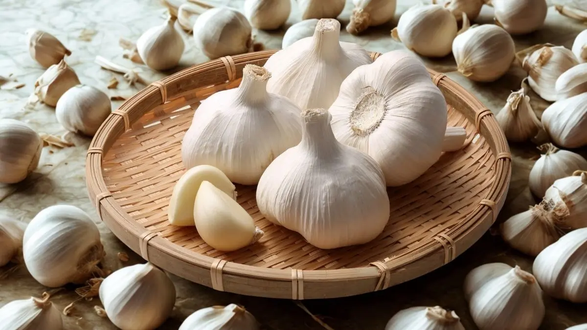 北海道で育てたにんにくの栽培から収穫後の保存までをまとめたイメージ