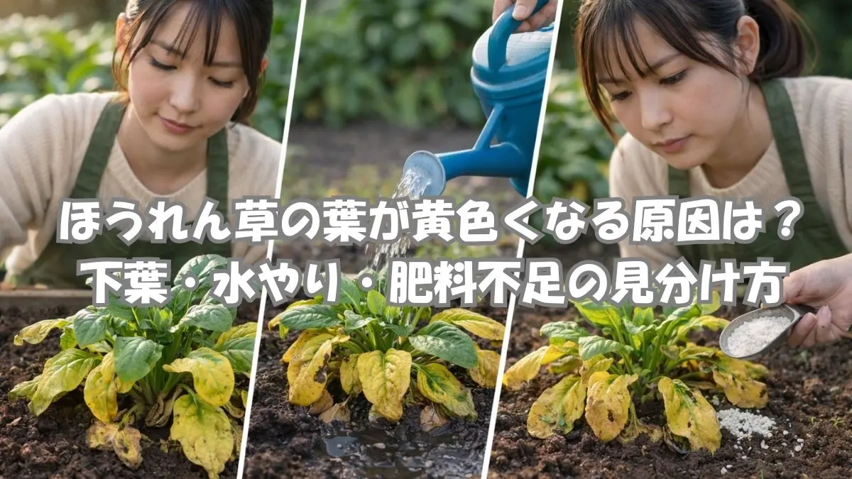 ほうれん草の葉が黄色くなる原因と見分け方の画像