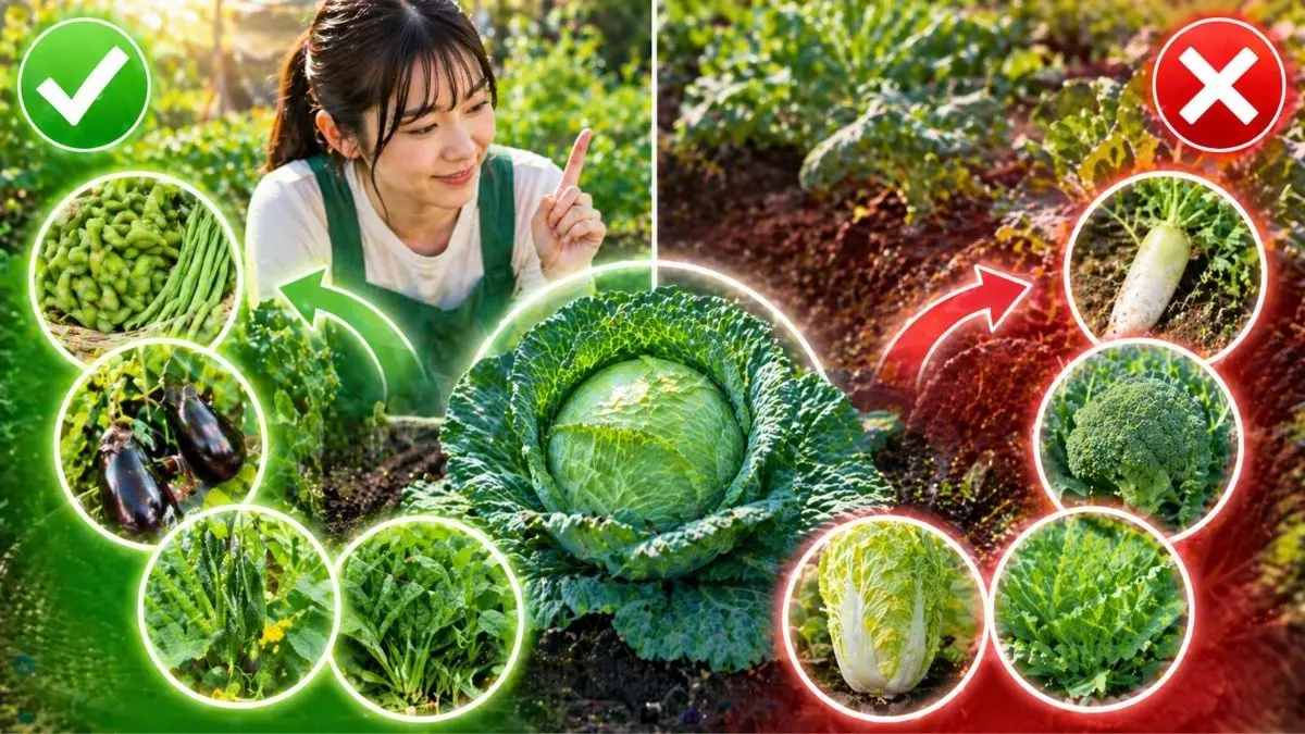 キャベツの後作におすすめ野菜（ナス科・マメ科）とNG例（アブラナ科）を比較