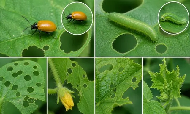 きゅうりの葉が穴だらけになる原因は？害虫の種類と見分け方